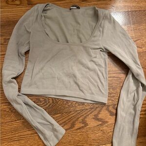 Zara Gray Long Sleeve Crop Top
